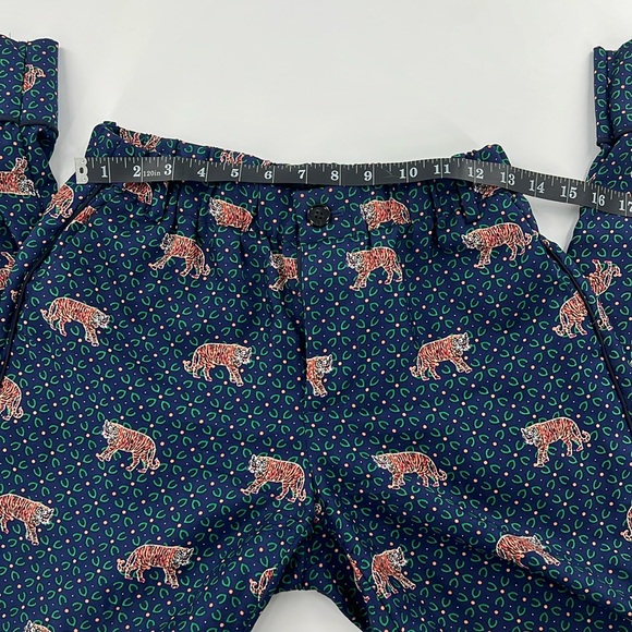 J. Crew Blue and Green 100% Silk Cropped Pants - Picture 4 of 10